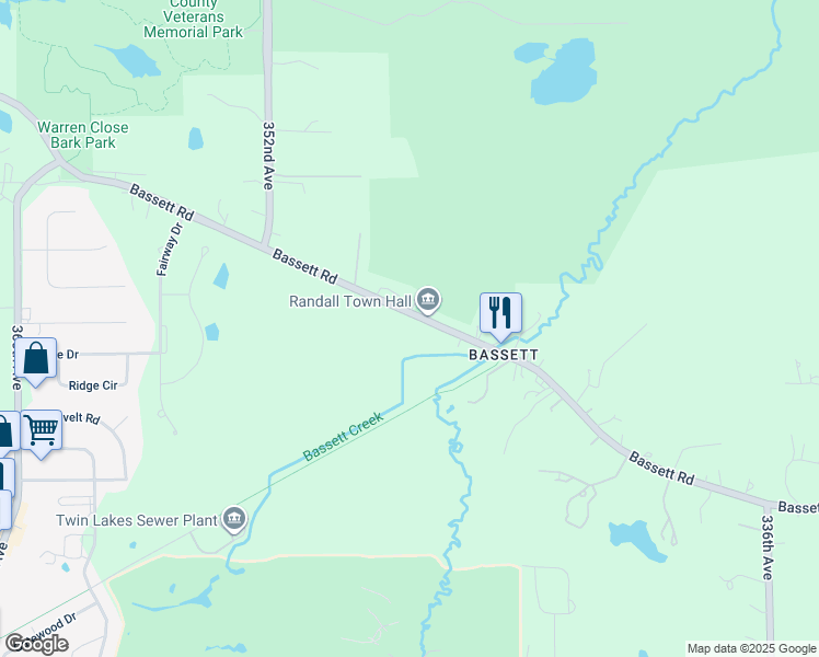 map of restaurants, bars, coffee shops, grocery stores, and more near in Bassett