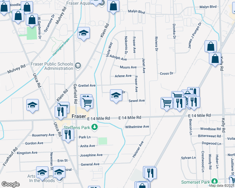 map of restaurants, bars, coffee shops, grocery stores, and more near 17341 Hans Drive in Fraser
