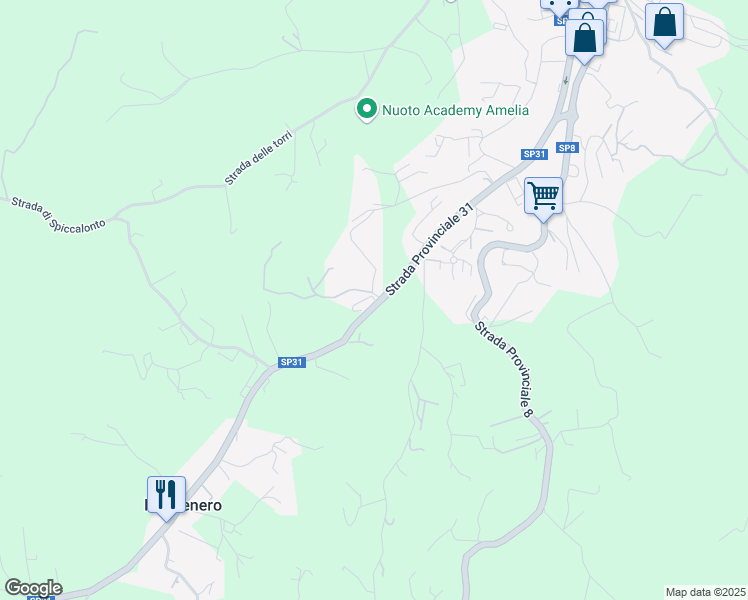 map of restaurants, bars, coffee shops, grocery stores, and more near 60 SP31 in Provincia di Terni