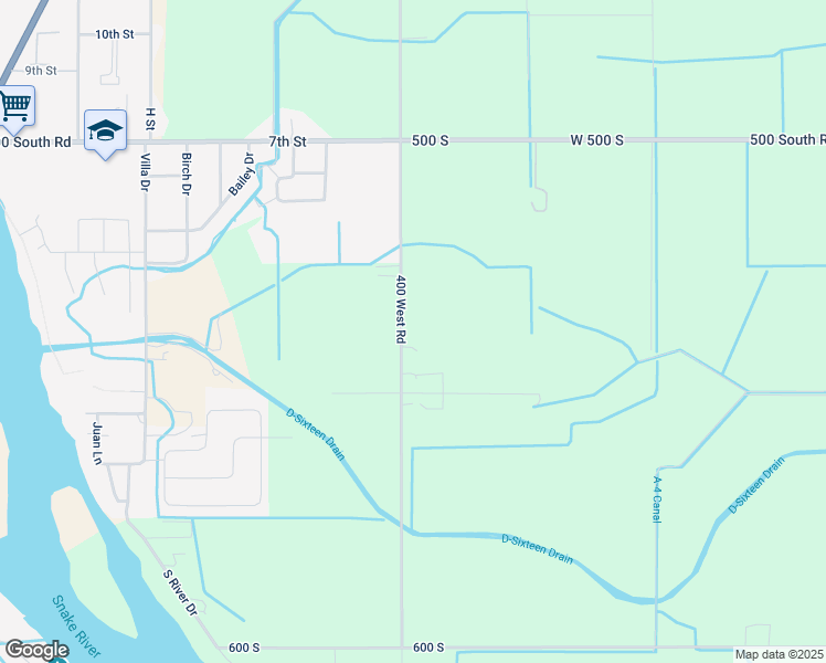 map of restaurants, bars, coffee shops, grocery stores, and more near 528-540 South 400 West in Heyburn