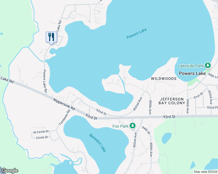 map of restaurants, bars, coffee shops, grocery stores, and more near 40519 91st Street in Genoa City