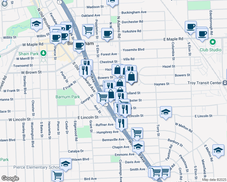 map of restaurants, bars, coffee shops, grocery stores, and more near 787 South Worth Street in Birmingham