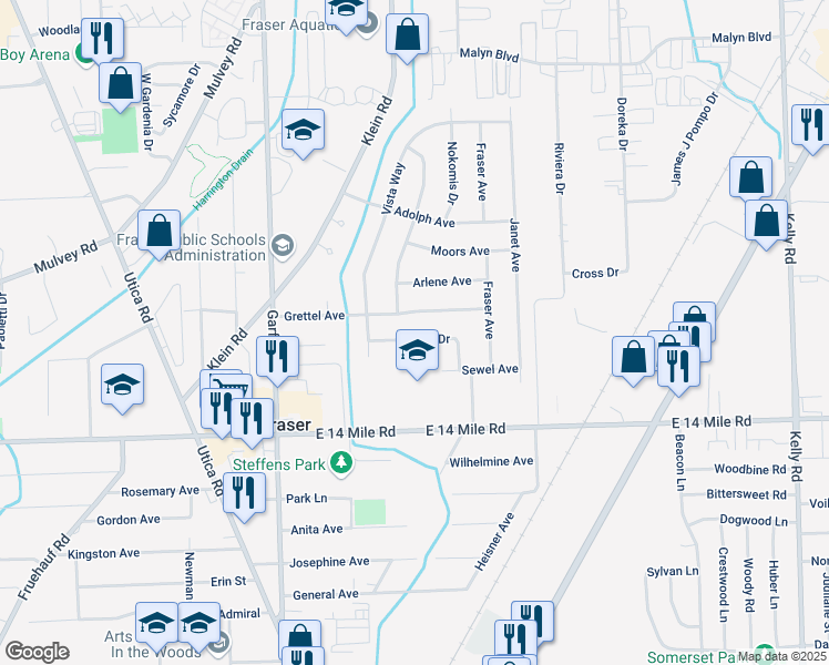 map of restaurants, bars, coffee shops, grocery stores, and more near 17341 Hans Drive in Fraser