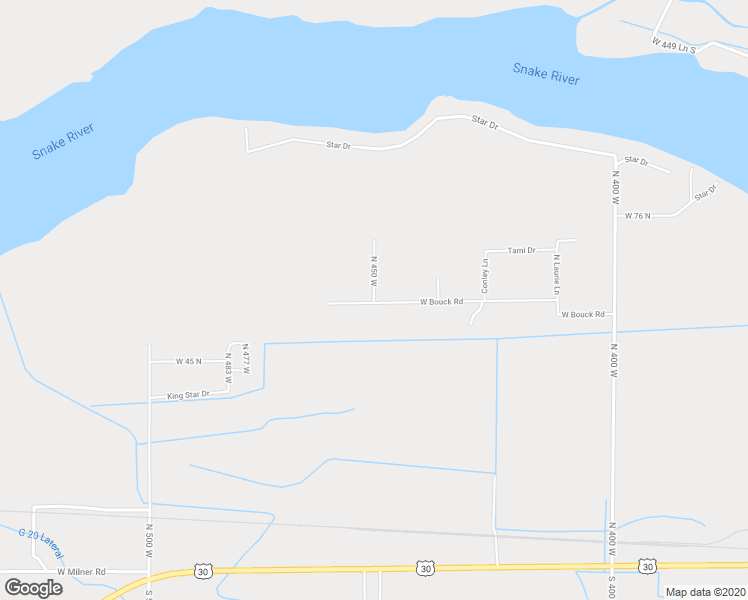 map of restaurants, bars, coffee shops, grocery stores, and more near 405 West 55 North in Burley