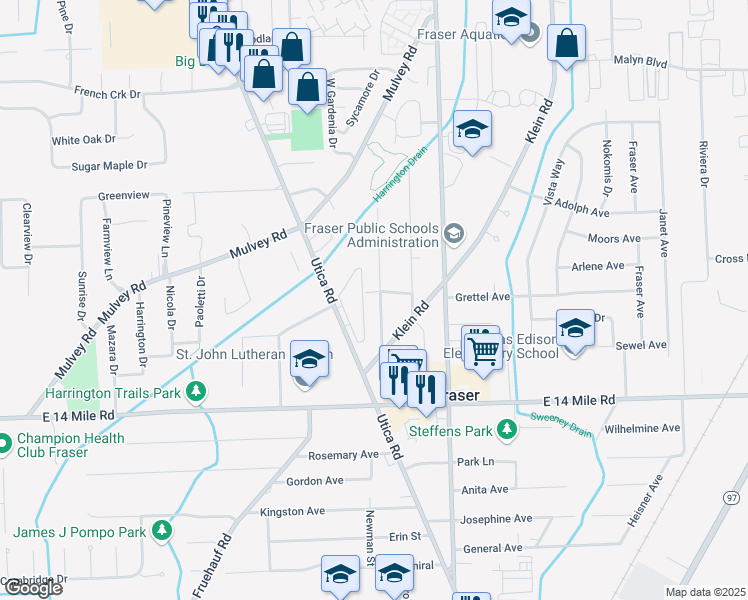 map of restaurants, bars, coffee shops, grocery stores, and more near 33251 Duncan Avenue in Fraser