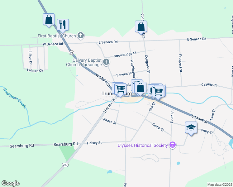 map of restaurants, bars, coffee shops, grocery stores, and more near in Trumansburg
