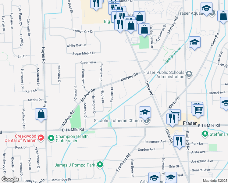 map of restaurants, bars, coffee shops, grocery stores, and more near 33491 Paoletti Drive in Fraser