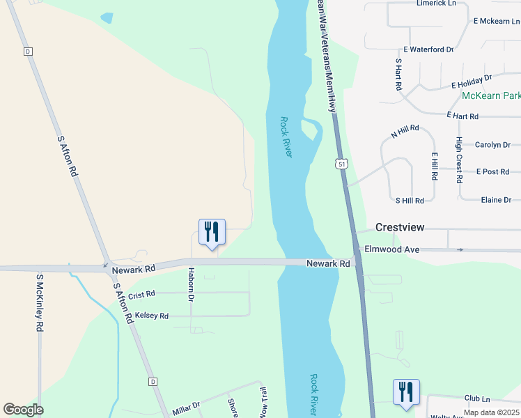 map of restaurants, bars, coffee shops, grocery stores, and more near 2559 South Natures Ridge in Beloit