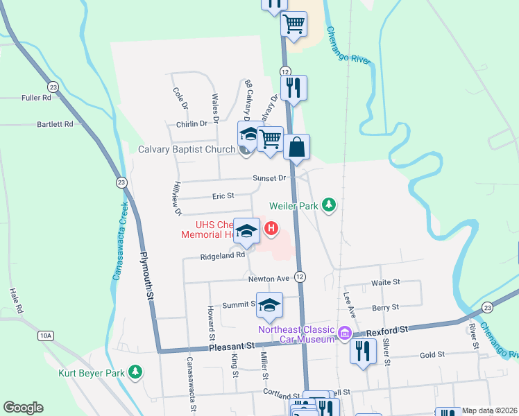 map of restaurants, bars, coffee shops, grocery stores, and more near 189 N Broad St in Norwich