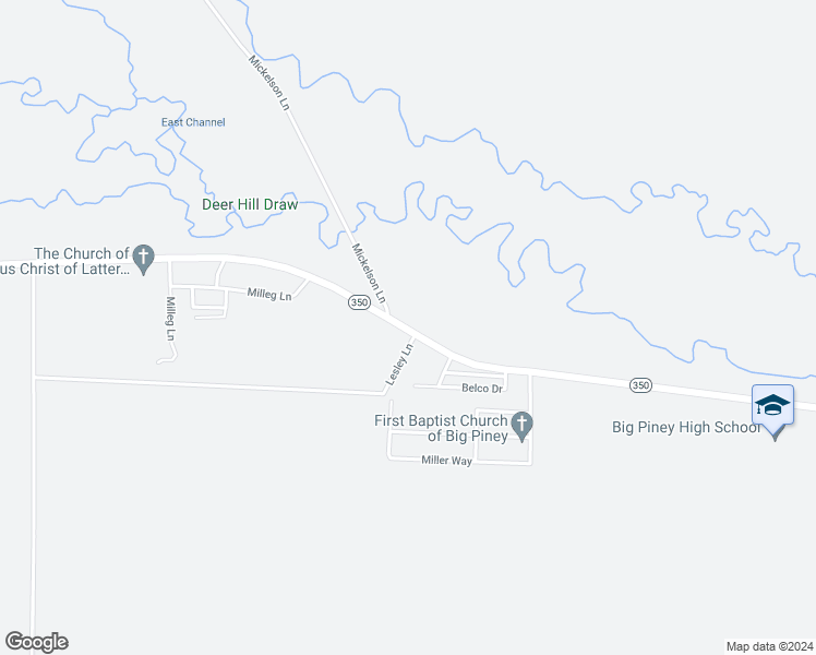 map of restaurants, bars, coffee shops, grocery stores, and more near 1695 Piney Drive in Big Piney