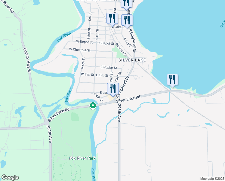 map of restaurants, bars, coffee shops, grocery stores, and more near 820 South 2nd Street in Silver Lake
