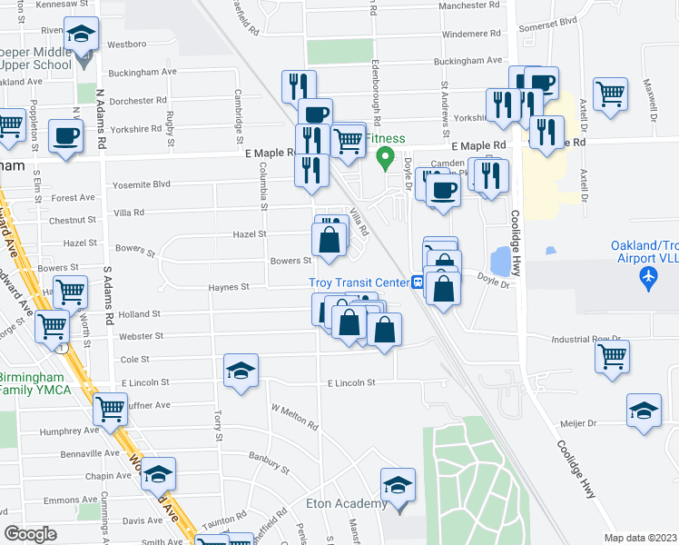 map of restaurants, bars, coffee shops, grocery stores, and more near 637 South Eton Street in Birmingham
