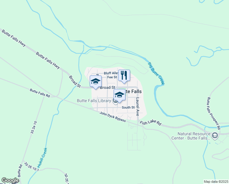 map of restaurants, bars, coffee shops, grocery stores, and more near 520 Fir Avenue in Butte Falls
