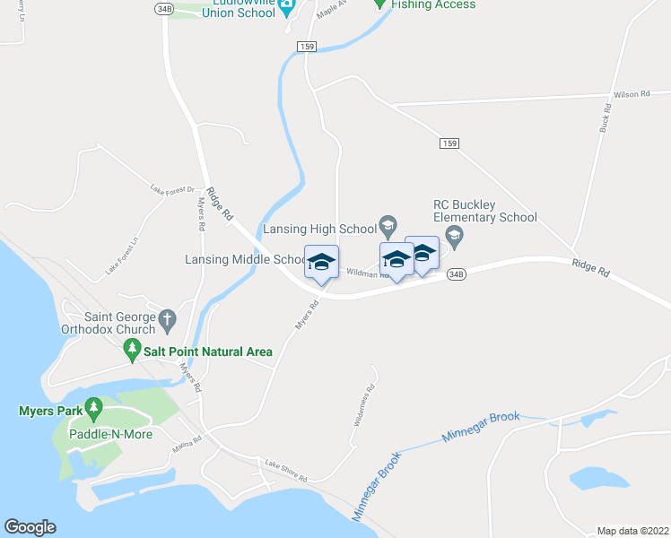 map of restaurants, bars, coffee shops, grocery stores, and more near 6 Ludlowville Road in Lansing