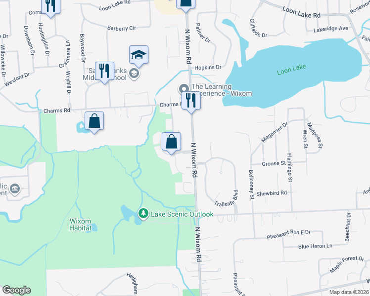 map of restaurants, bars, coffee shops, grocery stores, and more near 1626 Norton Creek Boulevard in Wixom