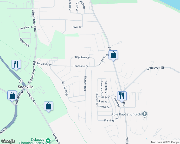 map of restaurants, bars, coffee shops, grocery stores, and more near 4095 Mount Alpine Street in Dubuque