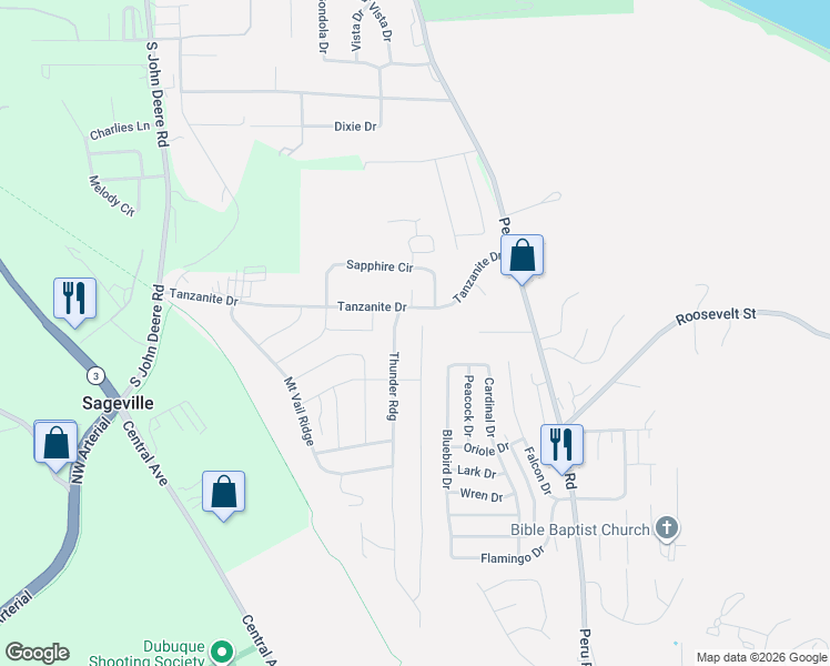 map of restaurants, bars, coffee shops, grocery stores, and more near 4095 Mount Alpine Street in Dubuque