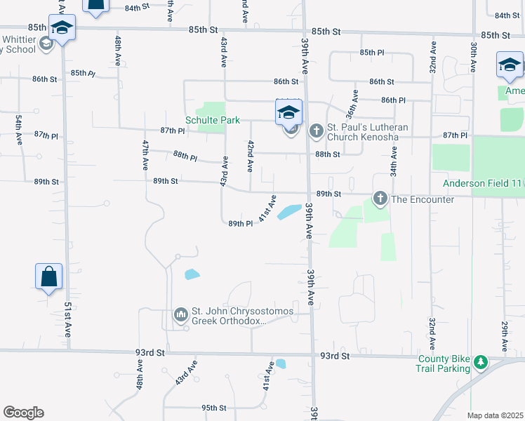 map of restaurants, bars, coffee shops, grocery stores, and more near 8932 41st Avenue in Kenosha