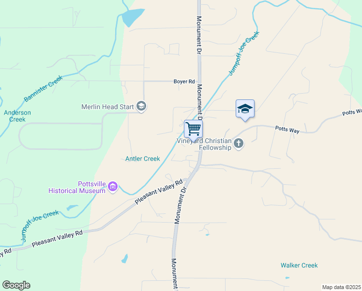 map of restaurants, bars, coffee shops, grocery stores, and more near 8450 Monument Dr in Grants Pass