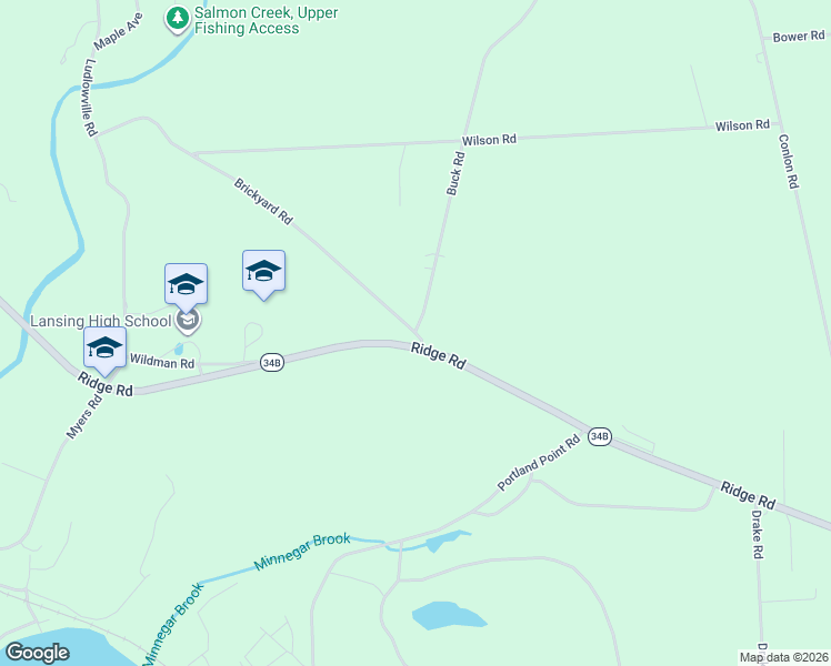 map of restaurants, bars, coffee shops, grocery stores, and more near 1 County Road 159 in Lansing