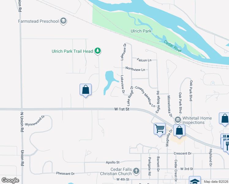 map of restaurants, bars, coffee shops, grocery stores, and more near 810 Juanita Ave in Cedar Falls
