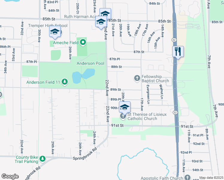 map of restaurants, bars, coffee shops, grocery stores, and more near in Kenosha