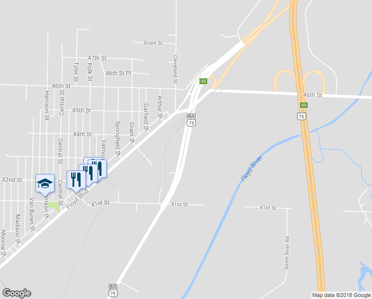 map of restaurants, bars, coffee shops, grocery stores, and more near 4218 U.S. 75 Business in Sioux City