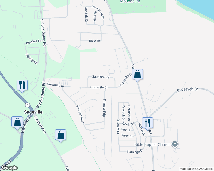 map of restaurants, bars, coffee shops, grocery stores, and more near 579 Tanzanite Drive in Dubuque
