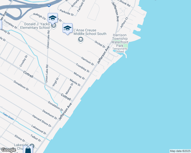 map of restaurants, bars, coffee shops, grocery stores, and more near 26020 Felicity Landing in Harrison Township