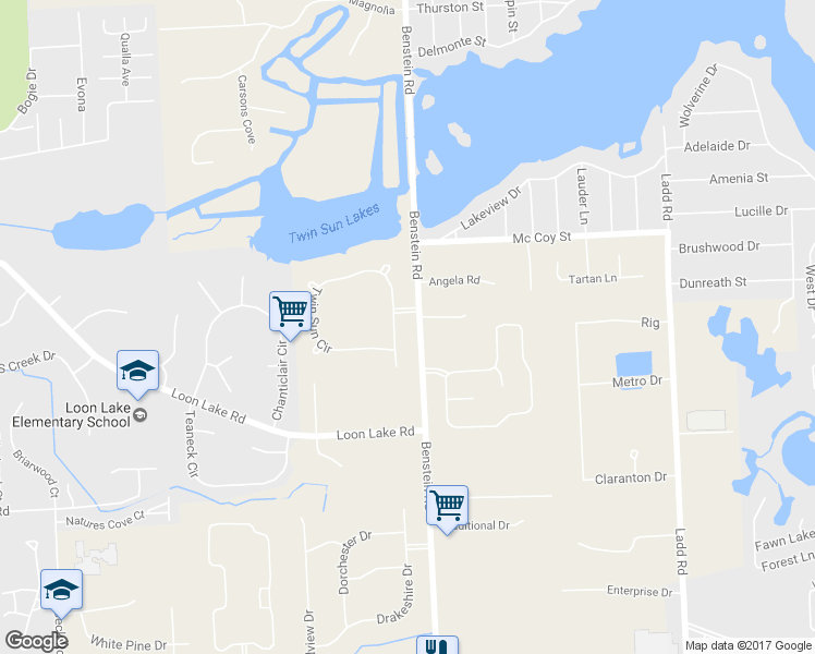map of restaurants, bars, coffee shops, grocery stores, and more near 1450 Lee Wood Ridge Road in Walled Lake