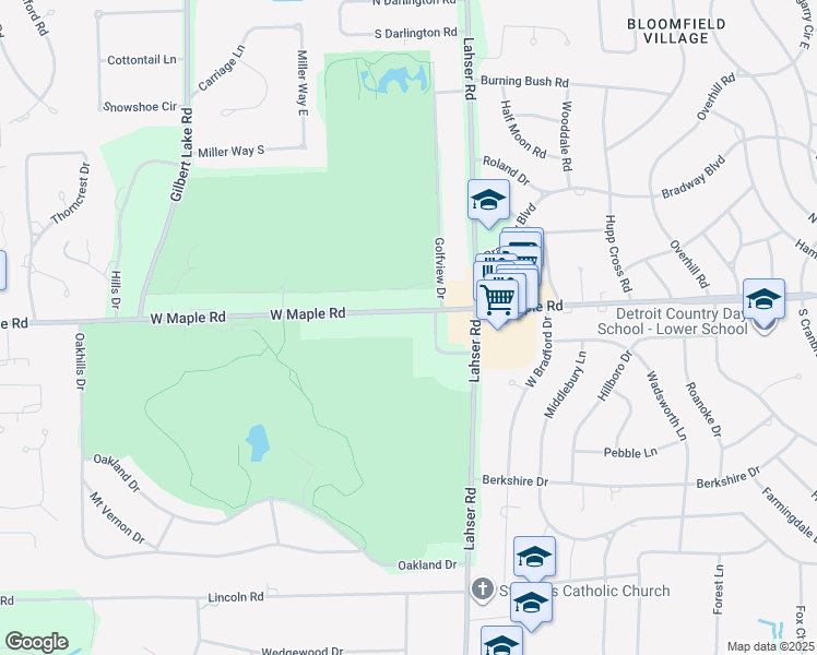 map of restaurants, bars, coffee shops, grocery stores, and more near 3755 West Maple Road in Bloomfield Hills