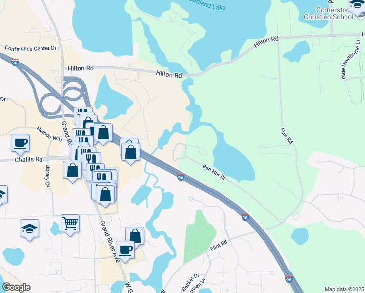 map of restaurants, bars, coffee shops, grocery stores, and more near 3970 Club Drive in Brighton