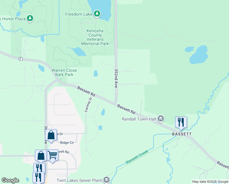 map of restaurants, bars, coffee shops, grocery stores, and more near 8946 352nd Avenue in Burlington