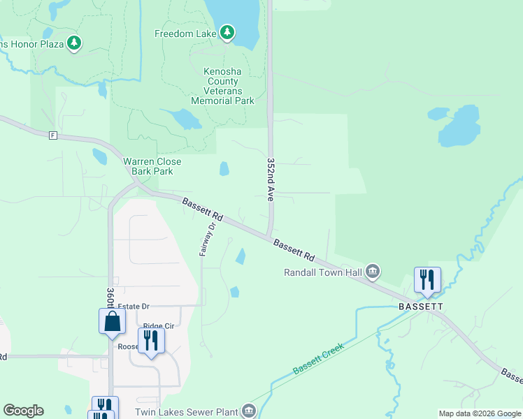 map of restaurants, bars, coffee shops, grocery stores, and more near 8946 352nd Avenue in Burlington
