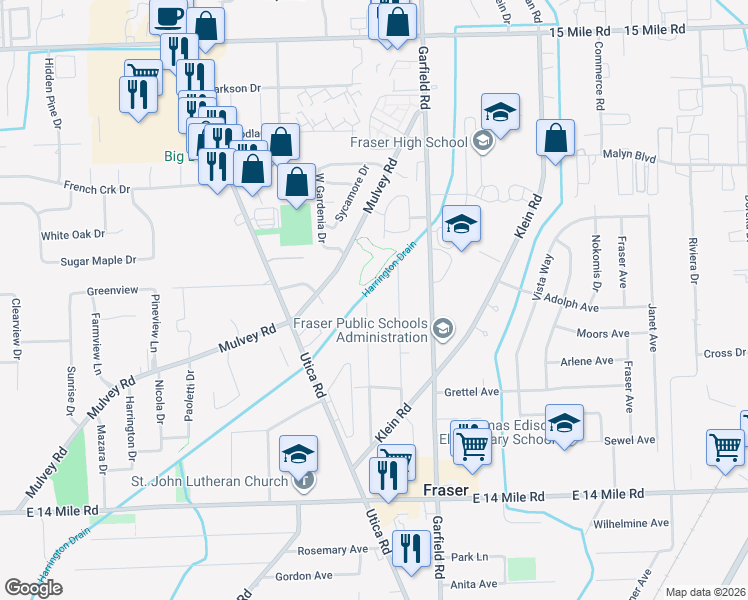map of restaurants, bars, coffee shops, grocery stores, and more near 33585 Duncan in Fraser