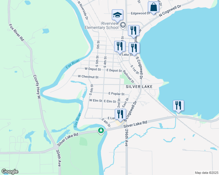 map of restaurants, bars, coffee shops, grocery stores, and more near 121 E Wisconsin Ave in Silver Lake