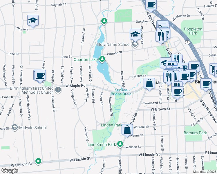 map of restaurants, bars, coffee shops, grocery stores, and more near 1010 Waterfall Court in Birmingham