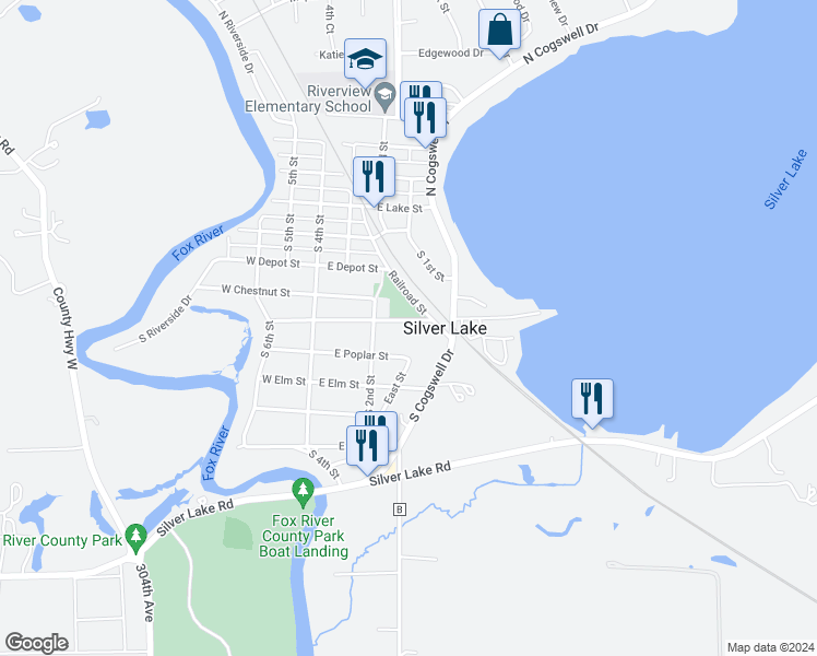 map of restaurants, bars, coffee shops, grocery stores, and more near 405 East Wisconsin Avenue in Silver Lake