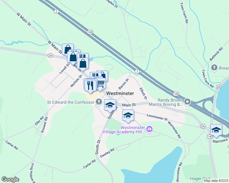 map of restaurants, bars, coffee shops, grocery stores, and more near 6 Bacon Street in Westminster