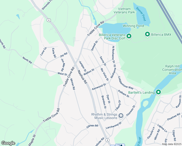 map of restaurants, bars, coffee shops, grocery stores, and more near 19 Brandon Street in Billerica