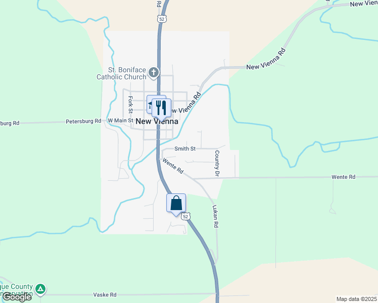 map of restaurants, bars, coffee shops, grocery stores, and more near 1872 Smith Street in New Vienna
