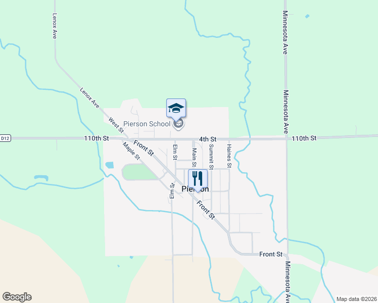 map of restaurants, bars, coffee shops, grocery stores, and more near 331-393 Main St in Pierson