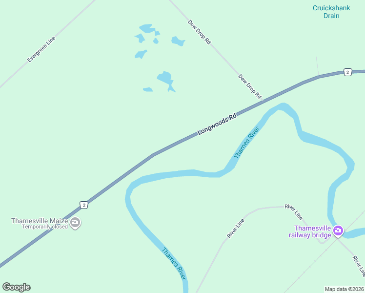 map of restaurants, bars, coffee shops, grocery stores, and more near 12966 Longwoods Road in Chatham-Kent