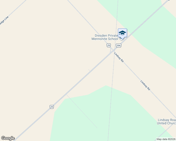 map of restaurants, bars, coffee shops, grocery stores, and more near 10795 Chatham-Kent County Road 29 in Dresden