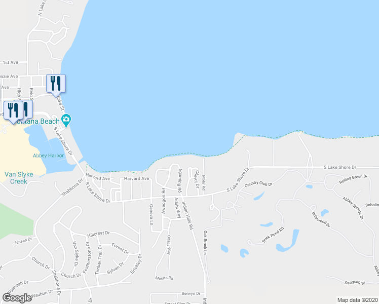 map of restaurants, bars, coffee shops, grocery stores, and more near 572 Middleton Drive in Fontana-on-Geneva Lake