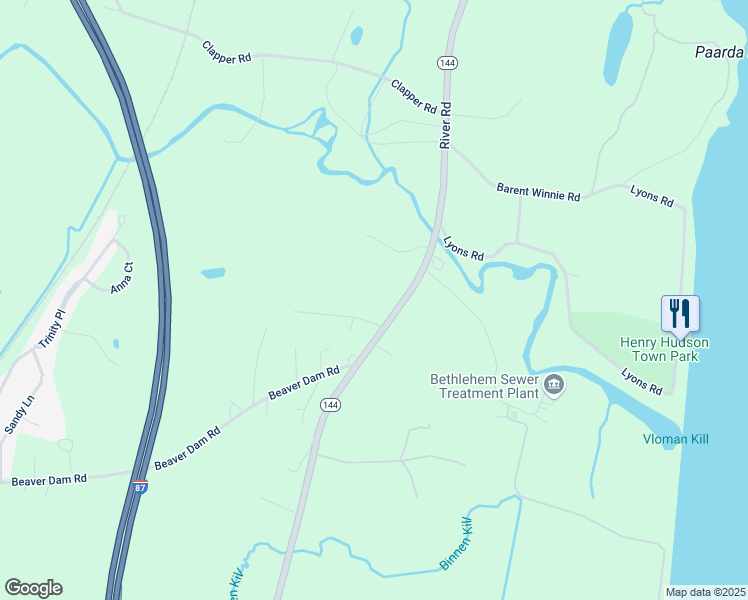 map of restaurants, bars, coffee shops, grocery stores, and more near 14 Parker Road in Selkirk