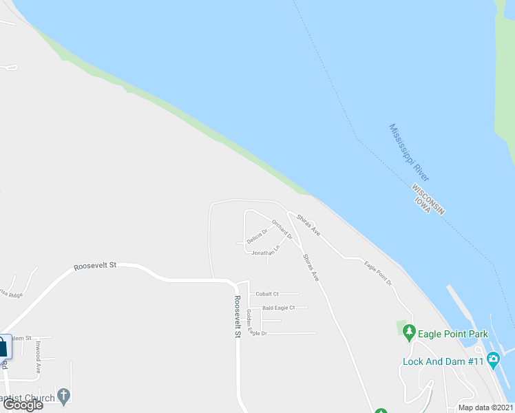 map of restaurants, bars, coffee shops, grocery stores, and more near 2129 Orchard Drive in Dubuque