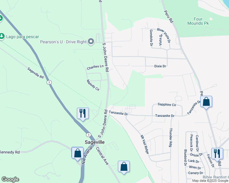 map of restaurants, bars, coffee shops, grocery stores, and more near 16312-16606 South John Deere Road in Dubuque