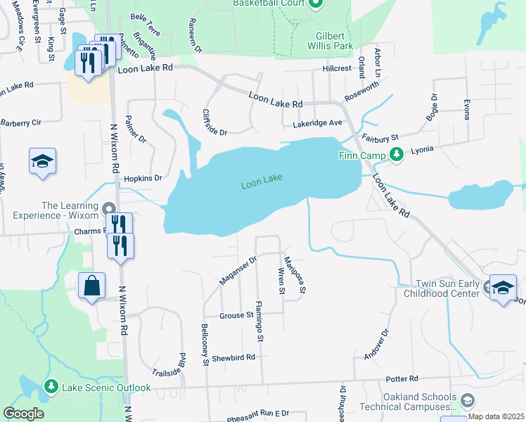 map of restaurants, bars, coffee shops, grocery stores, and more near in Wixom