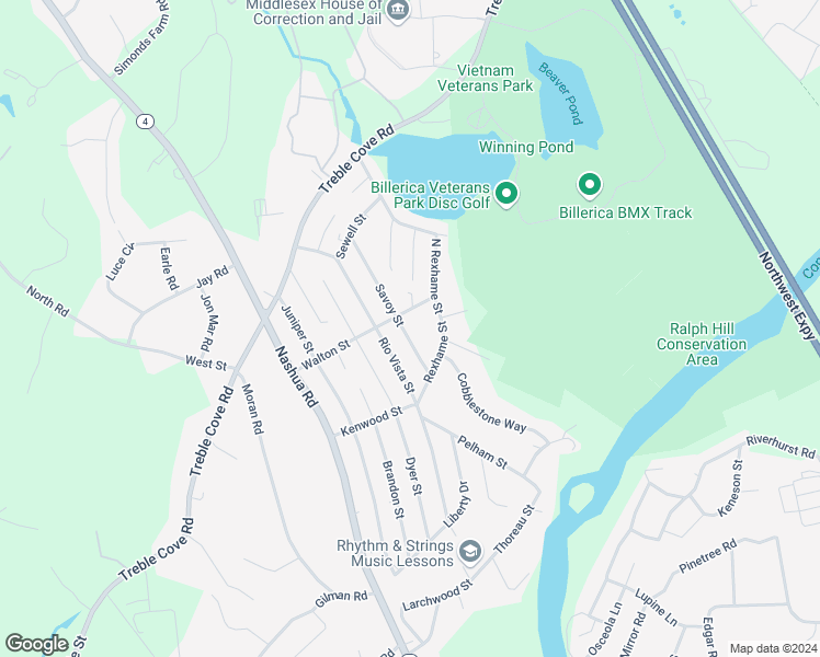 map of restaurants, bars, coffee shops, grocery stores, and more near 26 Savoy Street in Billerica